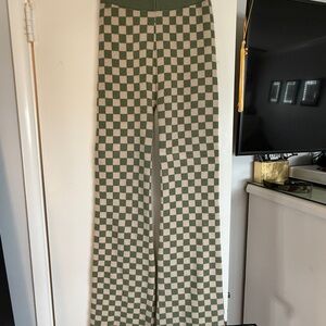 Nectar Boutique Never worn Green and White Checkered Knit Pants